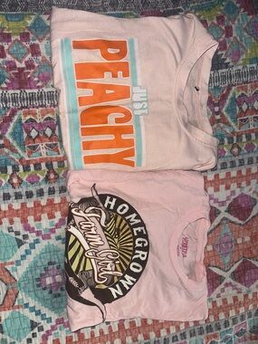 Pink Graphic Cropped Tee Bundle - Soft Pink Top